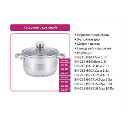 Каструля з кришкою Benson BN-220 (4,5л)