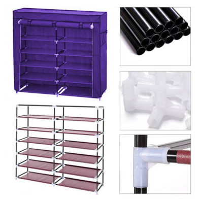 Тканинна подвійна шафа для взуття Shoe Cabinet 5 Layer 6510 Фіолетовий