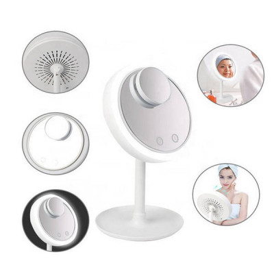 Настільне дзеркало з підсвічуванням та вентилятором Beauty Breeze Mirror Біле