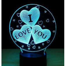 Світильник 3D Desk Lamp Серця в кулі "I love you"