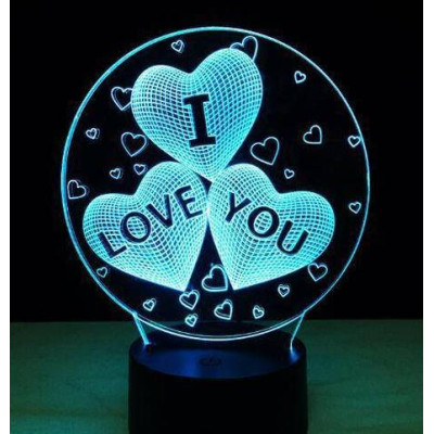 Світильник 3D Desk Lamp Серця в кулі "I love you"