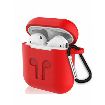 Чохол для AirPods силіконовий з карабіном Червоний
