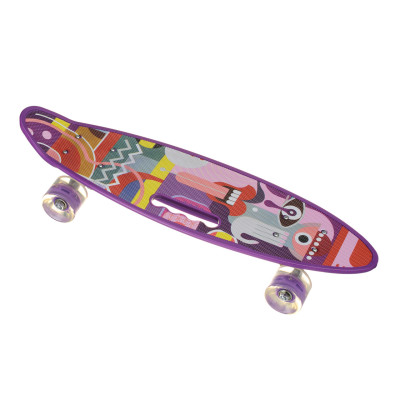 Скейт Пенні борд Best Board SL-AS(108), колеса PU, що світяться, дека з ручкою Фіолетовий