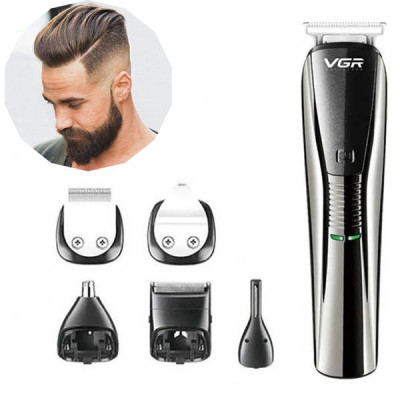Машинка для стрижки акумуляторна VGR V-029 6 в 1 Чорна